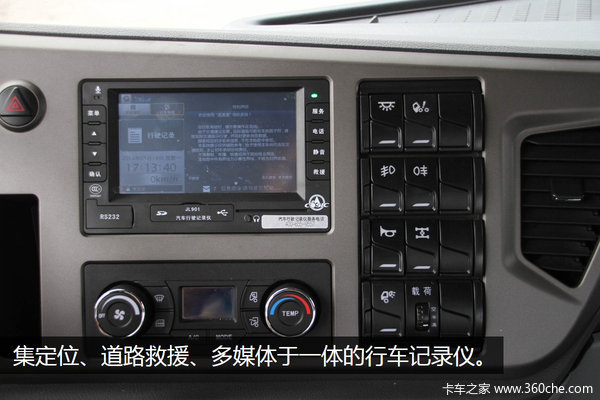 中控台的右侧为功能按键区,涵盖灯光控制,驾驶室翻转等功能.